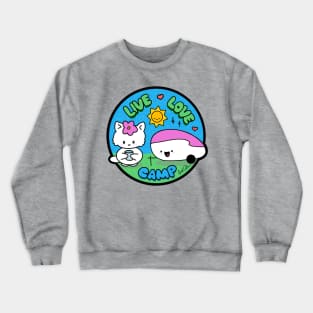 “Live, love, camp” - camp trailer with kawaii kitty Crewneck Sweatshirt